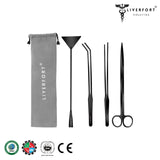 Reefory Black Aquascaping Tool Set – 4-Piece Stainless Kit with Pouch